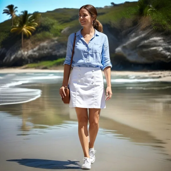 White ⚓️ NAUTICAL ⚓️ Cruise Beach Summer Skirt from GRACE ELEMENTS Size 12 / 12P - Picture 5 of 5